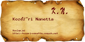 Kozári Nanetta névjegykártya